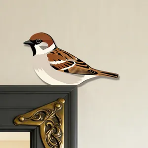 Adesivo angolare per porta in legno uccello arte murale decorativa per interni casa