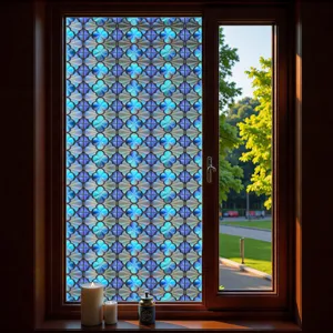 Decoratieve 3D reliëf raamfolie statische hechting bloem design voor thuisglas.