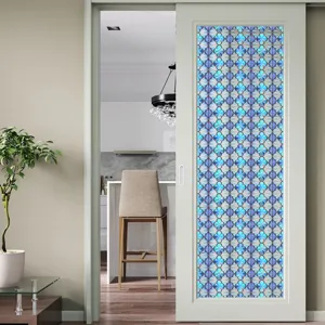 3D-gegoten blauwe bloem raamfolie statische glassticker voor huisdecoratie interieur