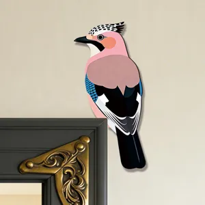 Adesivo angolare per porta con uccello in legno decalcomania decorativa da parete.