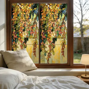 Stained glass window film decorative privacy botanical floral static cling glass sticker home