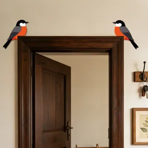 Adesivo murale per angolo porta in legno con uccello per decorazione d'interni.