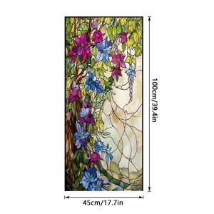 Stained glass window film decorative floral privacy sticker for home decoration 45x100cm