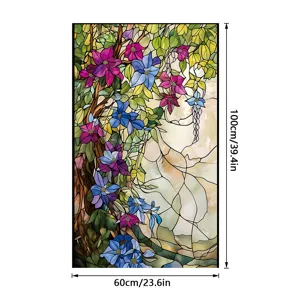 Stained glass window film floral privacy glass sticker decorative home window sticker 100x60cm