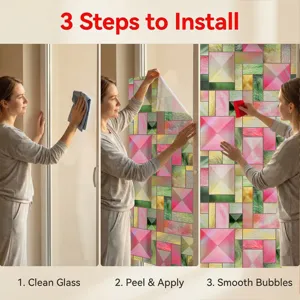 3d inreliëf statische raamfolie decoratieve glassticker installatiehandleiding detailafbeelding
