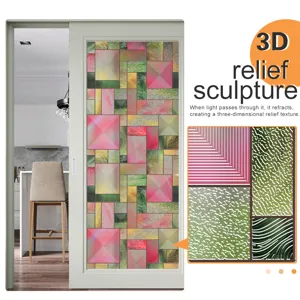 Statische raamfolie 3D reliëf sculptuur decoratieve geometrische glassticker huis