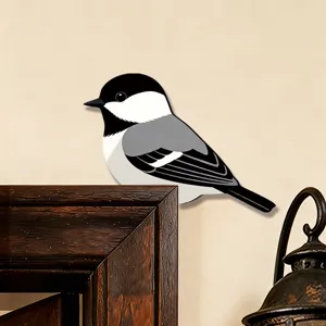 Adesivo murale angolare in legno a forma di cinciallegra per decorazione domestica