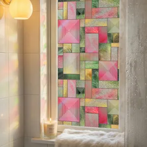 3d raamfolie glas-in-lood decoratief privacy gekleurd geometrisch statische folie