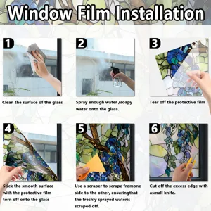 Decorative stained floral window film static cling glass sticker for home decoration