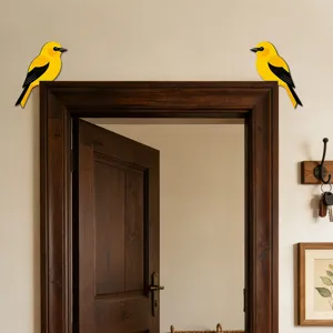 Adesivo angolo porta uccello in legno decorazione murale simpatico animale soggiorno