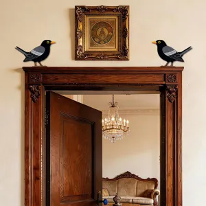 Adesivo angolare per porta in legno uccello, decorazione murale creativa per salotto.