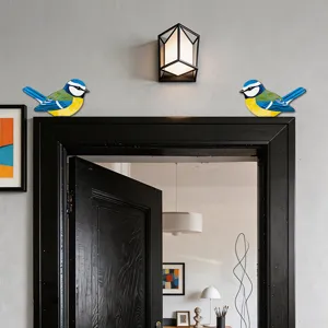 Adesivo per angolo porta uccello cinciarella in legno decorazione murale casa arte interni