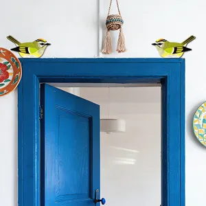 Adesivo angolare per porta in legno uccello, decorazione murale per la casa creativa.
