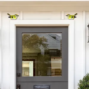 Adesivi angolari per porta in legno uccello, carina decorazione murale verde per casa, cornice.