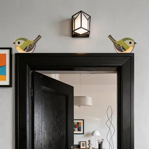 Adesivo angolare per porta in legno uccello decalcomania decorativa vista dettagliata