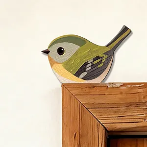 Adesivo angolare per porta con uccello in legno, accento decorativo per pareti, carino.
