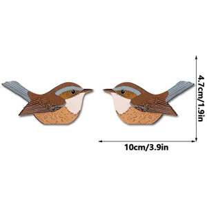 Vista dettagliata dell'adesivo angolare per uccelli in legno con dimensioni, ideale.