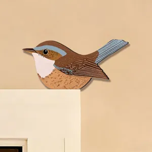 Adesivo per angolo porta con uccello in legno decalcomania da parete decorativa per casa e interni