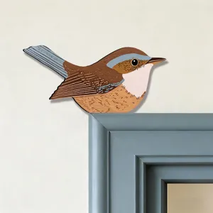 Adesivo per angolo porta in legno uccello, decorazione murale carina per la casa.