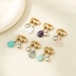 Edelstahl Naturstein Anhänger DIY Mehrzweckverschluss 18K Vergoldet Strass Charm Für Schmuckherstellung Damen