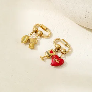18K Gold Stainless Steel DIY Wine Glass Heart Charm Openable Clasp Necklace Bracelet Accessory