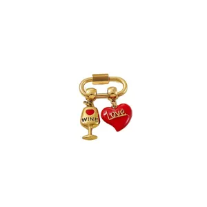 18K Gold Stainless Steel DIY Wine Glass Heart Clasp Charm Necklace Bracelet Jewelry Accessory