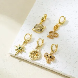 18k gold plated micro paved cubic zirconia charms pendants set for DIY necklace bracelet.