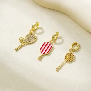 dijes de raqueta de deporte chapados en oro de 18k accesorios de joyería diy collar