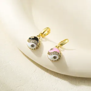 18k gold plated yin yang taiji charm pendant colorful enamel cubic zirconia diy jewelry accessories