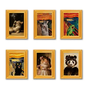 Funny animal wooden fridge magnets set cute art parody decorative magnets for home kitchen decor