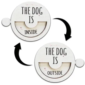 Wooden pet status sign magnetic rotatable dog door sign double sided funny home decor