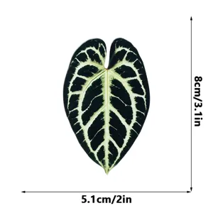 Transparent acrylic green leaf bookmark with clear plant vein pattern, size detail 8x5.1cm.