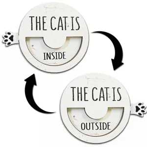 Wooden magnetic pet status sign indoor outdoor sliding cat paw home decor detail view