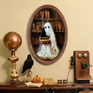 Halloween ghost wooden picture frame vintage wall hanging spooky holiday home decoration