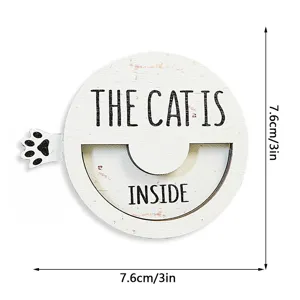 Wooden magnetic pet status sign detail showing rotatable cat paw design and 7.6cm compact size.