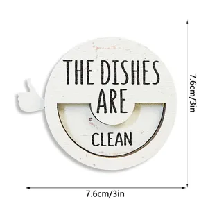 Wooden dishwasher clean dirty magnetic sign kitchen status indicator round 3 inch