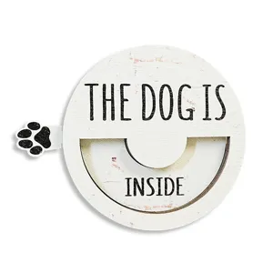 Wooden dog status sign magnetic pet reminder sign cute paw print home decor door hanging plaque