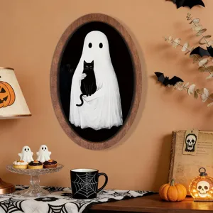 Halloween Geist Holz Bilderrahmen Wandbehang Vintage Dekor für gruselige Party Heimdekoration