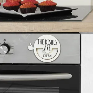 Wooden magnetic dishwasher clean dirty sign kitchen status reminder magnet for home decor