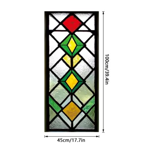 Stained glass window film decorative sticker geometric pattern home decor 100x45cm