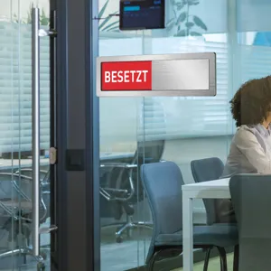 Acrylic office sliding door sign, vacant occupied indicator slider for meeting room office use.
