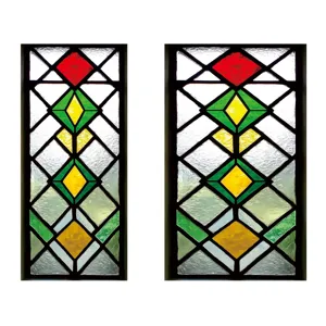 Stained glass window film decorative sticker geometric pattern vibrant colors home decor