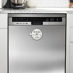 Wooden magnetic dishwasher clean dirty sign kitchen status indicator cute round reminder plaque