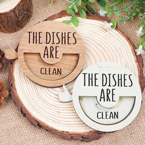 Wooden dishwasher clean dirty sign magnetic slider kitchen reminder decoration accessory tool