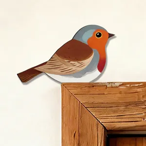 Adesivo angolare per porta con uccello in legno per la decorazione domestica, arte murale