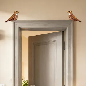 Adesivo angolare porta uccello in legno decorazione murale vista dettagliata design carino