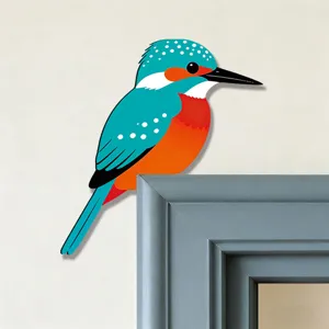 Adesivo murale angolare in legno martin pescatore decorazione animale per porta