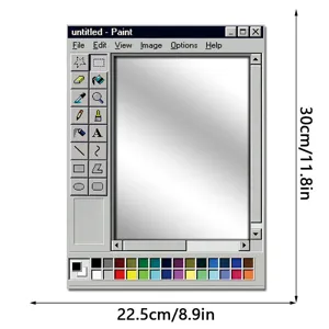 Specchio murale retrò creativo interfaccia Paint, decoro in legno e acrilico per casa e bagno.