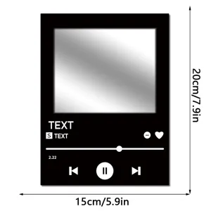 Custom music player style acrylic mirror fridge magnet 20x15cm decorative board.