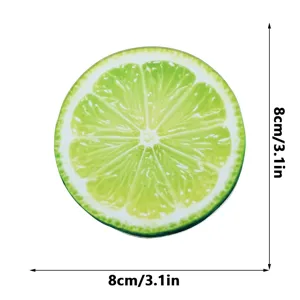 Detailed view of the circular acrylic lime pattern bookmark showing vibrant green fruit design.